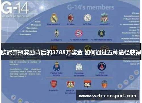 欧冠夺冠奖励背后的3788万奖金 如何通过五种途径获得