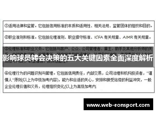 影响球员转会决策的五大关键因素全面深度解析